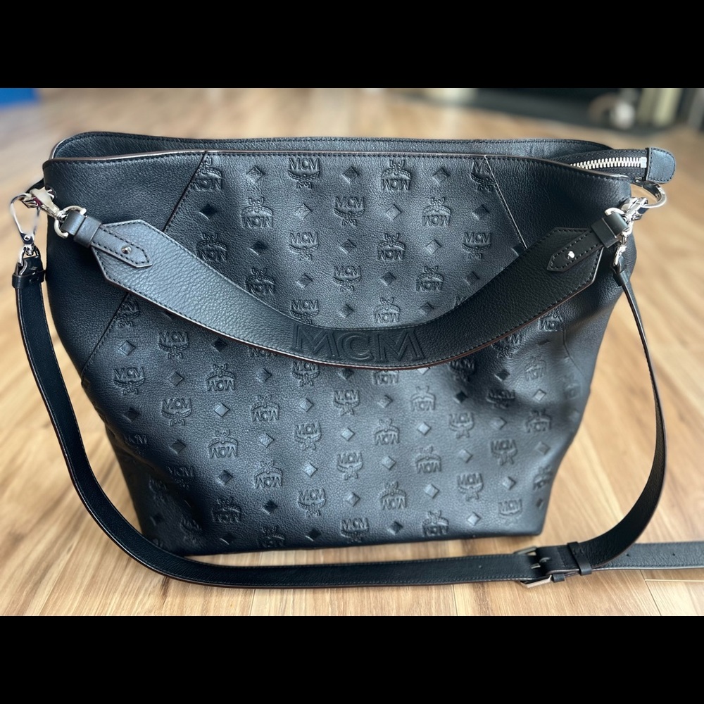 MCM Klara Large Leather Embossed Handbag